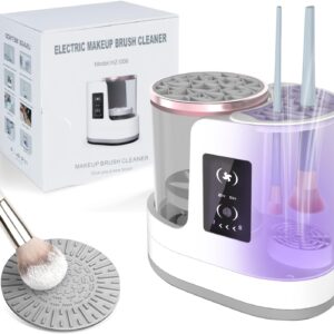 3-in-1 Electric Makeup Brush Cleaner & Dryer – Automatic USB Cosmetic Brush Cleaner with Holder, Portable Quick-Dry Tool for All Brush Sizes (Contour, Eyeshadow, Blush)