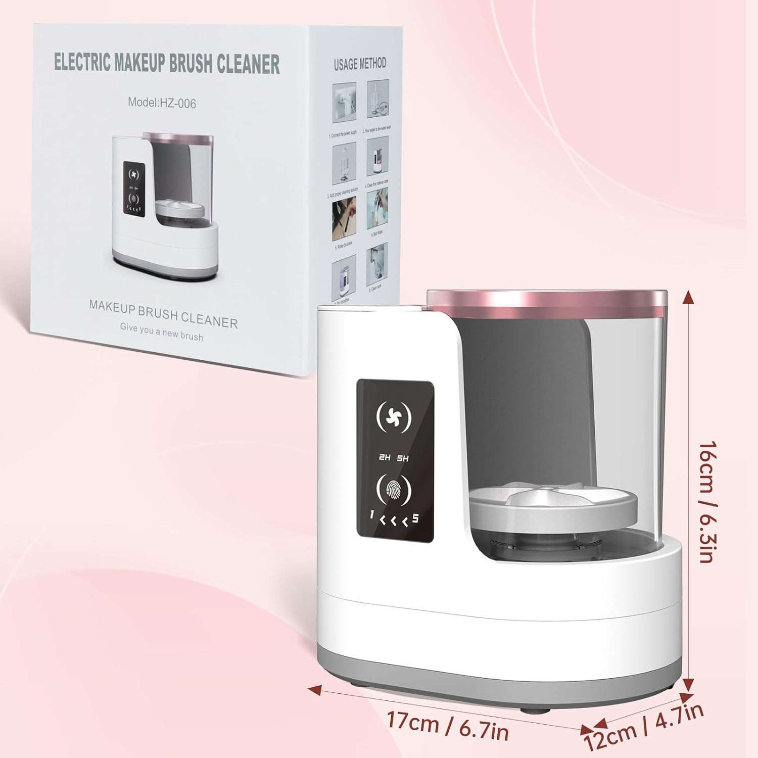 3 IN 1 Electric Makeup Brush Cleaner Machine With Makeup Brush Dryer-Holder-Portable Automatic USB Cosmetic Brushes Cleaner Tool for All Size Beauty Makeup Brush Set,Contour, Eyeshadow, Blush Brush - Image 5