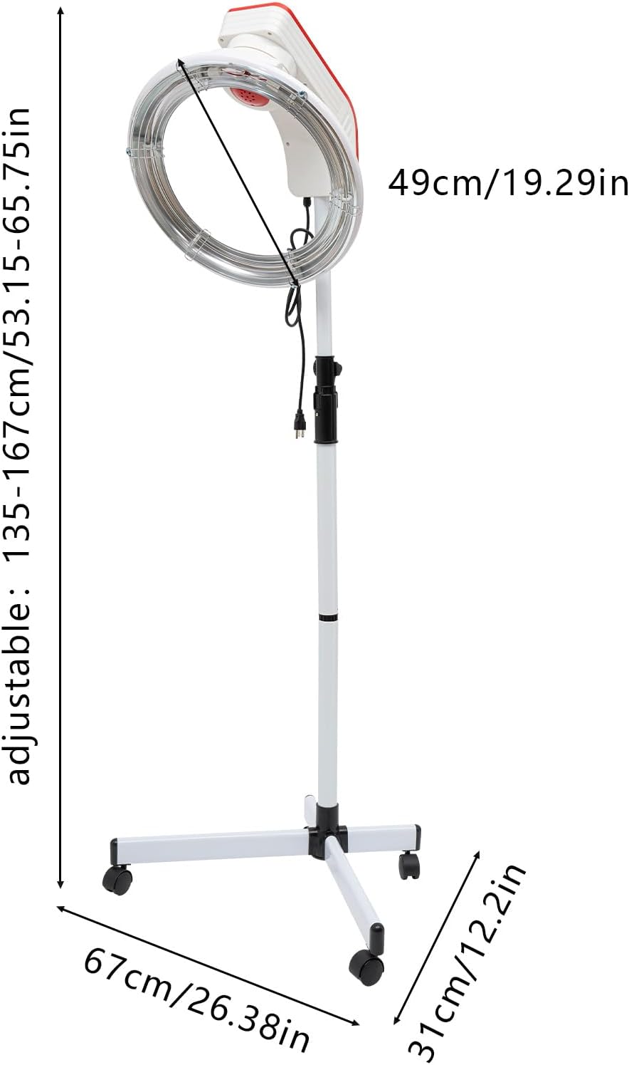 3-in-1 Professional Salon Steamer and Stand Hair Dryer with Wheels for Perm Styling - Image 3