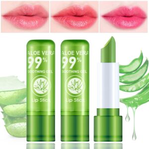 3 Pack Aloe Vera Lipstick,Magic Temperature Color Changing Lipstick Lip Gloss,Long Lasting Nutritious Moisturizing Lip Balm,Waterproof Matte Lip Stick Set Makeup