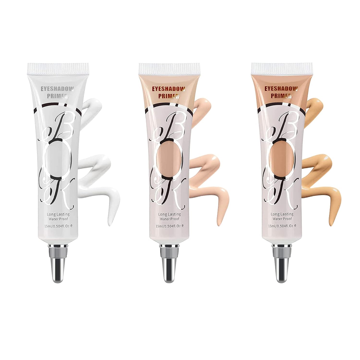 3 Pack Matte Eyeshadow Primer for Oily Lids No Crease White Medium Dark Cream Eye Primer Makeup Eyeshadow Base Waterproof & Long Lasting Eyelid Primer Liquid Eye-shadow for All Shadows (Set E)