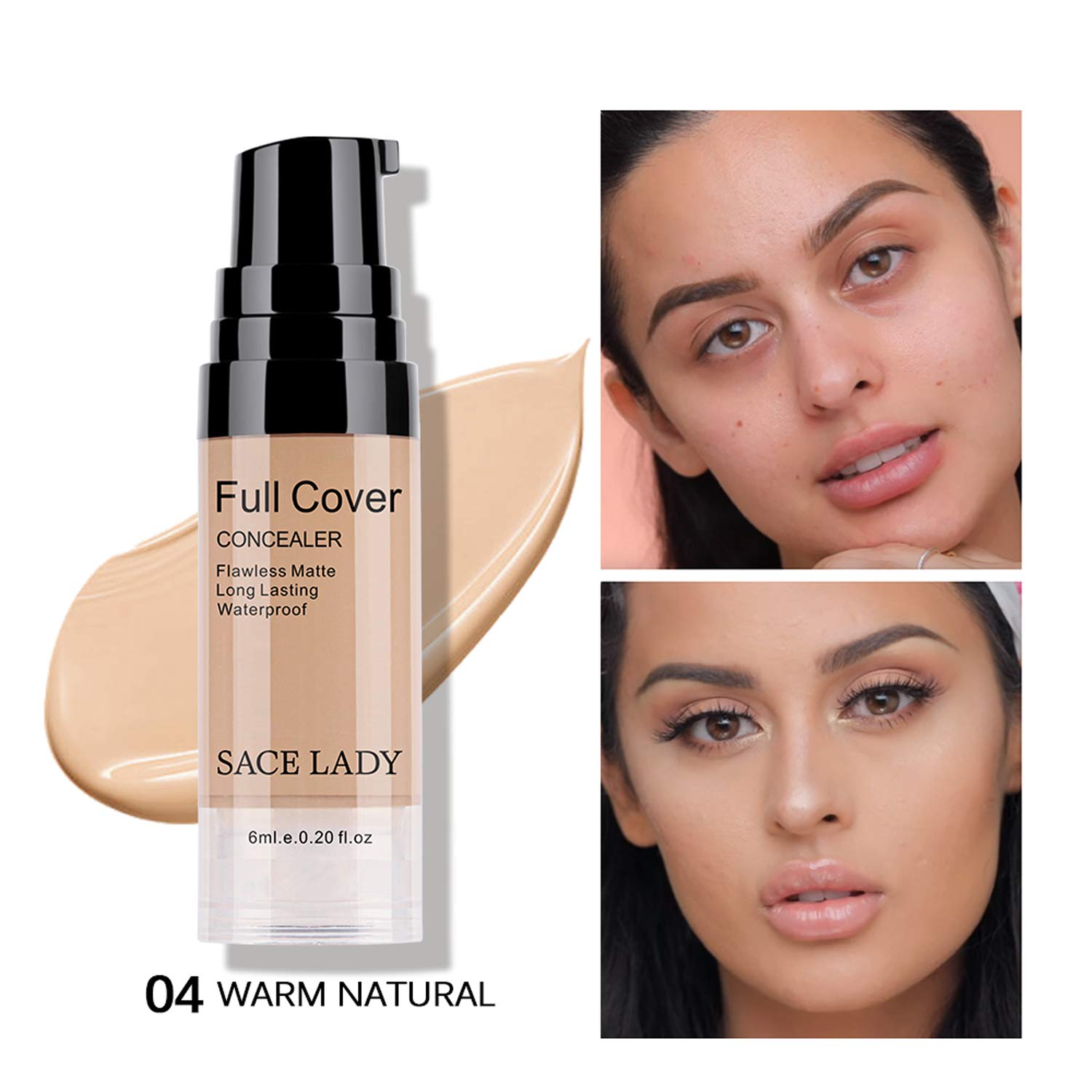 3 Pack Pro Full Cover Liquid Concealer, Waterproof Smooth Matte Flawless Finish Creamy Concealer Foundation for Eye Dark Circles Spot Face Concealer Makeup, Warm Natural, 3×6ml/0.20Fl Oz - Image 3