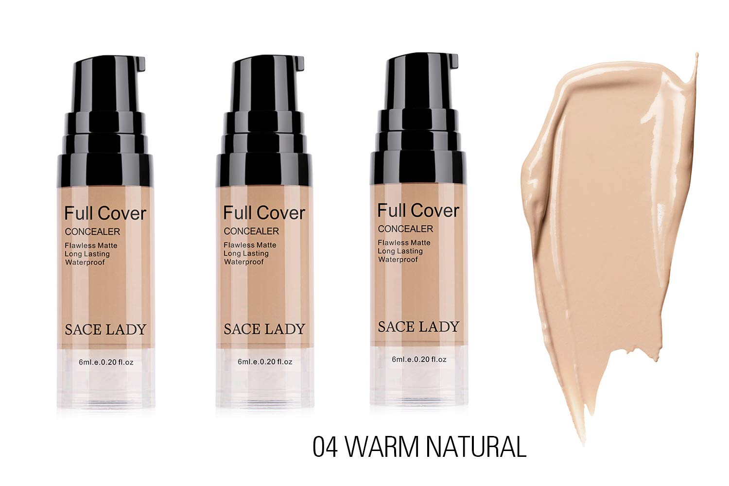 3 Pack Pro Full Cover Liquid Concealer, Waterproof Smooth Matte Flawless Finish Creamy Concealer Foundation for Eye Dark Circles Spot Face Concealer Makeup, Warm Natural, 3×6ml/0.20Fl Oz - Image 2