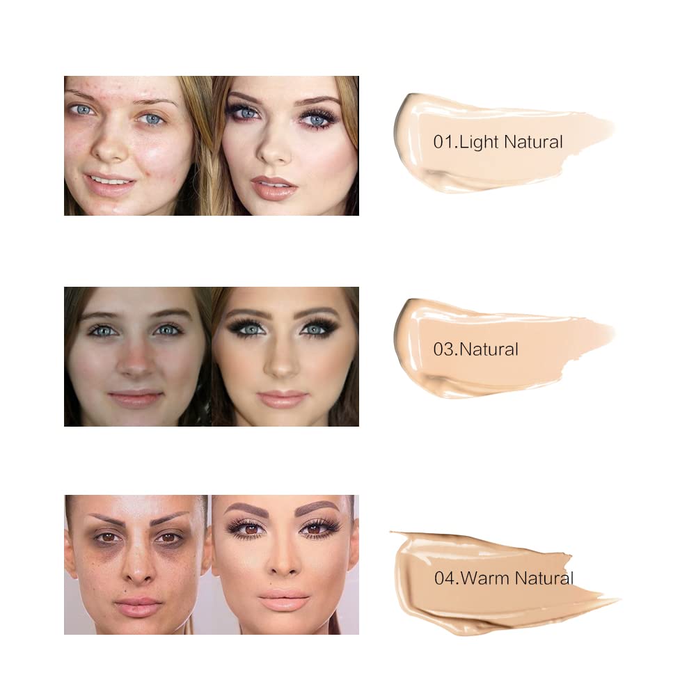3 Pack Pro Full Cover Liquid Concealer, Waterproof Smooth Matte Flawless Finish Creamy Concealer Foundation for Eye Dark Circles Spot Face Concealer Makeup, Warm Natural, 3×6ml/0.20Fl Oz - Image 5
