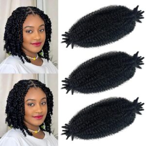 3 Packs Marley Twist Braiding Hair, 12 Inch Pre-Separated Springy Afro Twist Hair Kinky Twist Crochet Hair Braids for Distressed Soft Locs Spring Twist Hair for Women (12 Inch (Pack of 3), 1B)
