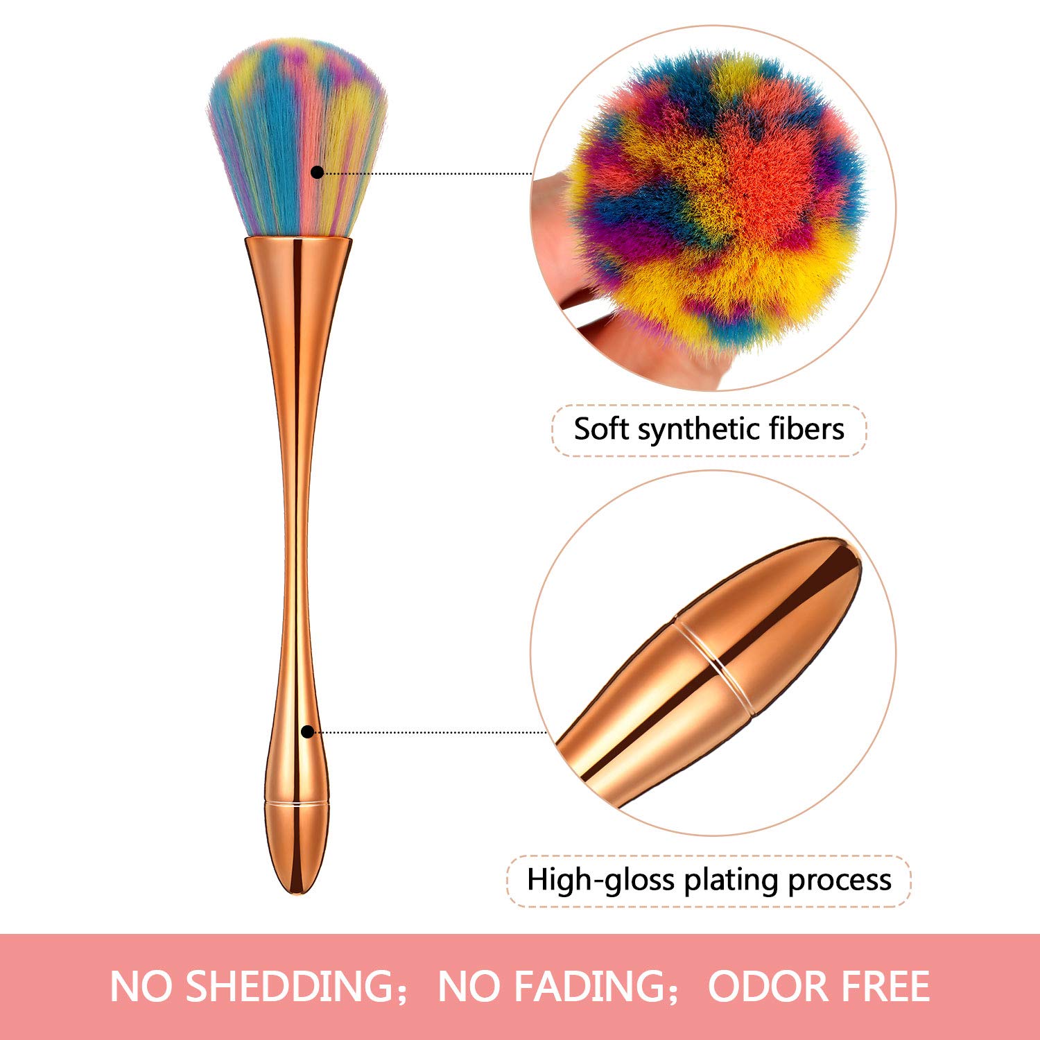 3 Pieces Large Powder Mineral Brushes Nail Design Dust,Soft Fluffy, Foundation, Kabuki Makeup Brushes Colorful Blush Loose Powder Tools for Daily Makeup, 3 Colors - Image 2