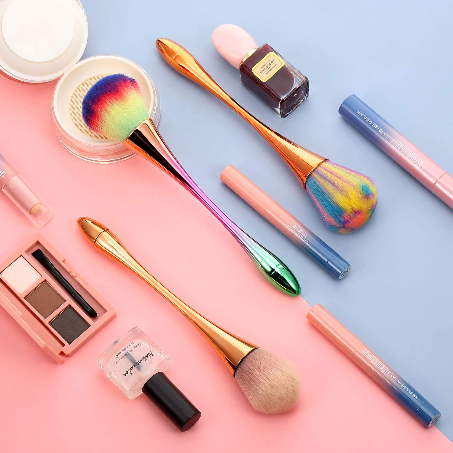 3 Pieces Large Powder Mineral Brushes Nail Design Dust,Soft Fluffy, Foundation, Kabuki Makeup Brushes Colorful Blush Loose Powder Tools for Daily Makeup, 3 Colors - Image 7