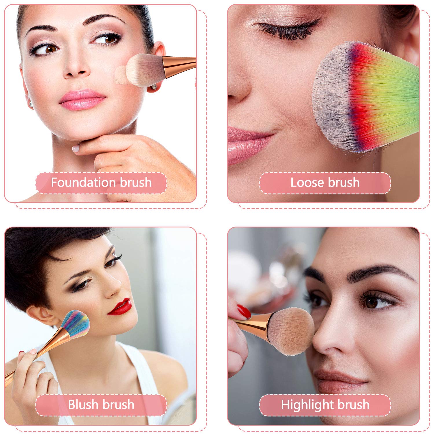 3 Pieces Large Powder Mineral Brushes Nail Design Dust,Soft Fluffy, Foundation, Kabuki Makeup Brushes Colorful Blush Loose Powder Tools for Daily Makeup, 3 Colors - Image 6