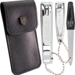3 Swords Germany – Brand Quality fingernail & toenail Clipper, Manicure, Pedicure Nail Care by with Metal Nail File and case, Silver Color Edition