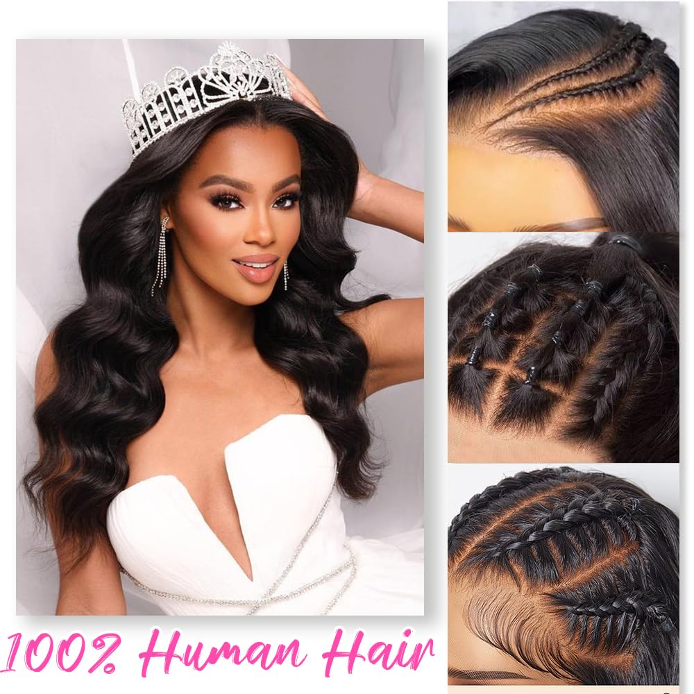 30 Inch 13x6 Body Wave Lace Front Wigs Human Hair Pre Plucked 200% Density HD Lace Frontal Wig Human Hair For Women 10A Body Wave Glueless Wigs With Baby Hair - Image 4