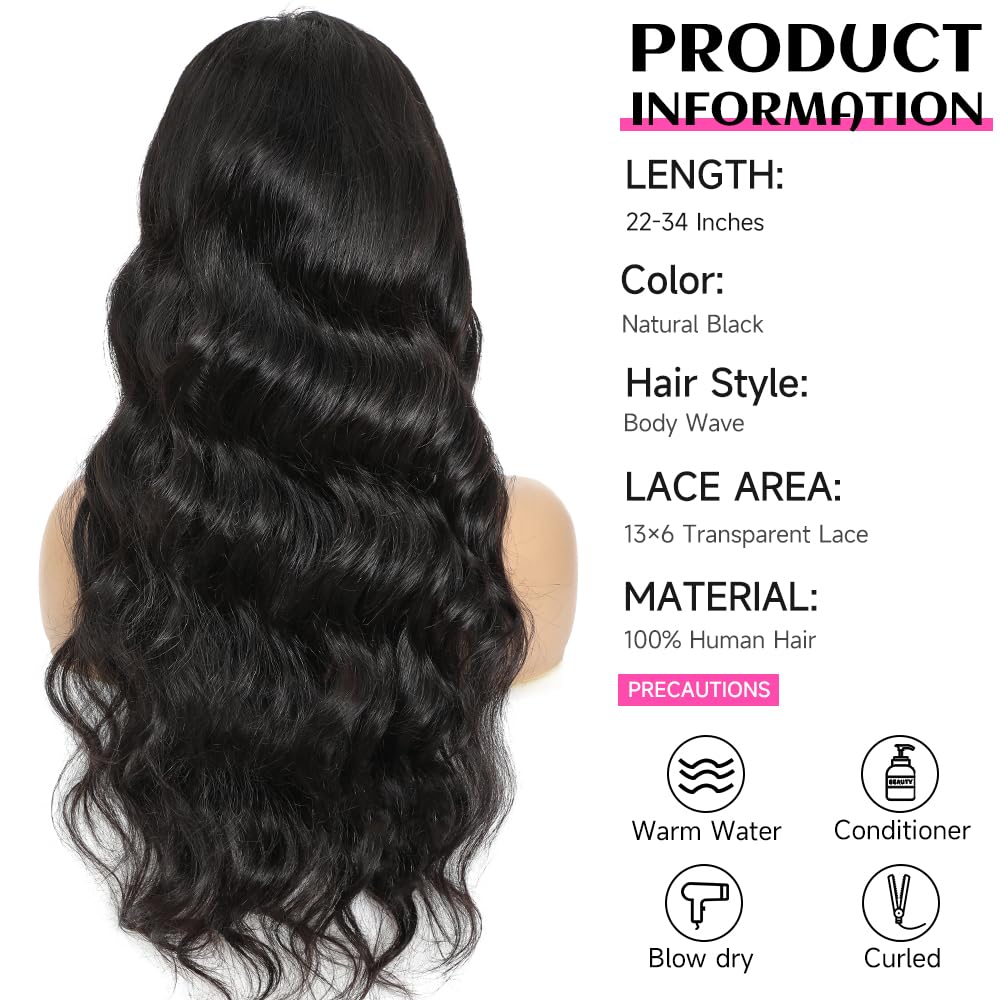 30 Inch 13x6 Body Wave Lace Front Wigs Human Hair Pre Plucked 200% Density HD Lace Frontal Wig Human Hair For Women 10A Body Wave Glueless Wigs With Baby Hair - Image 5