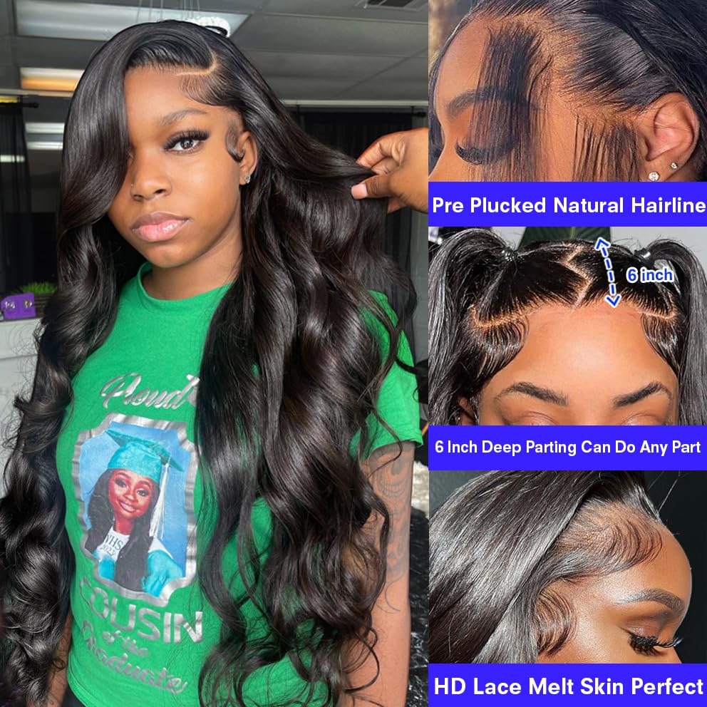 30 Inch 13x6 Lace Front Wigs Human Hair 200% Density Body Wave Lace Front Wigs Human Hair Pre Plucked Glueless Wigs Human Hair Wigs 13x6 HD Lace Frontal Wigs for Women - Image 2