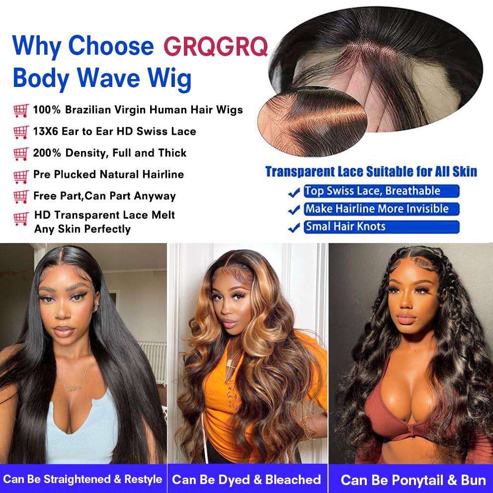 30 Inch 13x6 Lace Front Wigs Human Hair 200% Density Body Wave Lace Front Wigs Human Hair Pre Plucked Glueless Wigs Human Hair Wigs 13x6 HD Lace Frontal Wigs for Women - Image 3