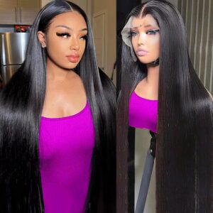 30 Inch 13x6 Lace Front Wigs Human Hair 200 Density Straight HD Lace Front Wigs Human Hair Pre Plucked 13x6 Lace Frontal Straight Human Hair Wigs for Women Glueless Wigs Human Hair Natural Color