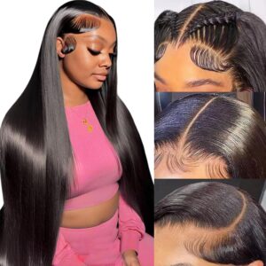 30 Inch 13x6 Lace Front Wigs Human Hair 200 Density Straight HD Lace Front Wigs Pre Plucked Straight Glueless Human Hair 13x6 HD Frontal Wigs for Women