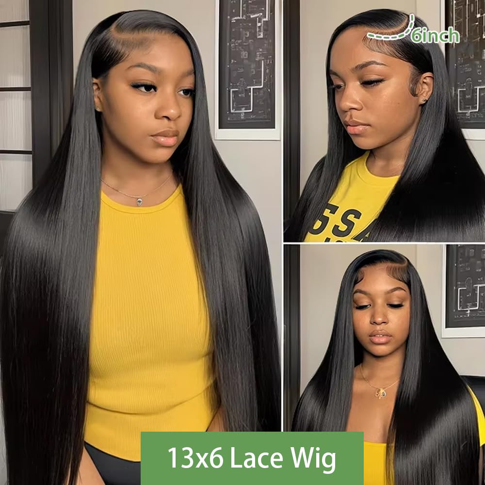 30 Inch 13x6 Lace Front Wigs Human Hair Pre Plucked Straight HD Lace Front Wigs Human Hair 180 Density 13x6 Frontal Wigs with Baby Hair Straight Glueless Wigs Human Hair for Women - Image 5