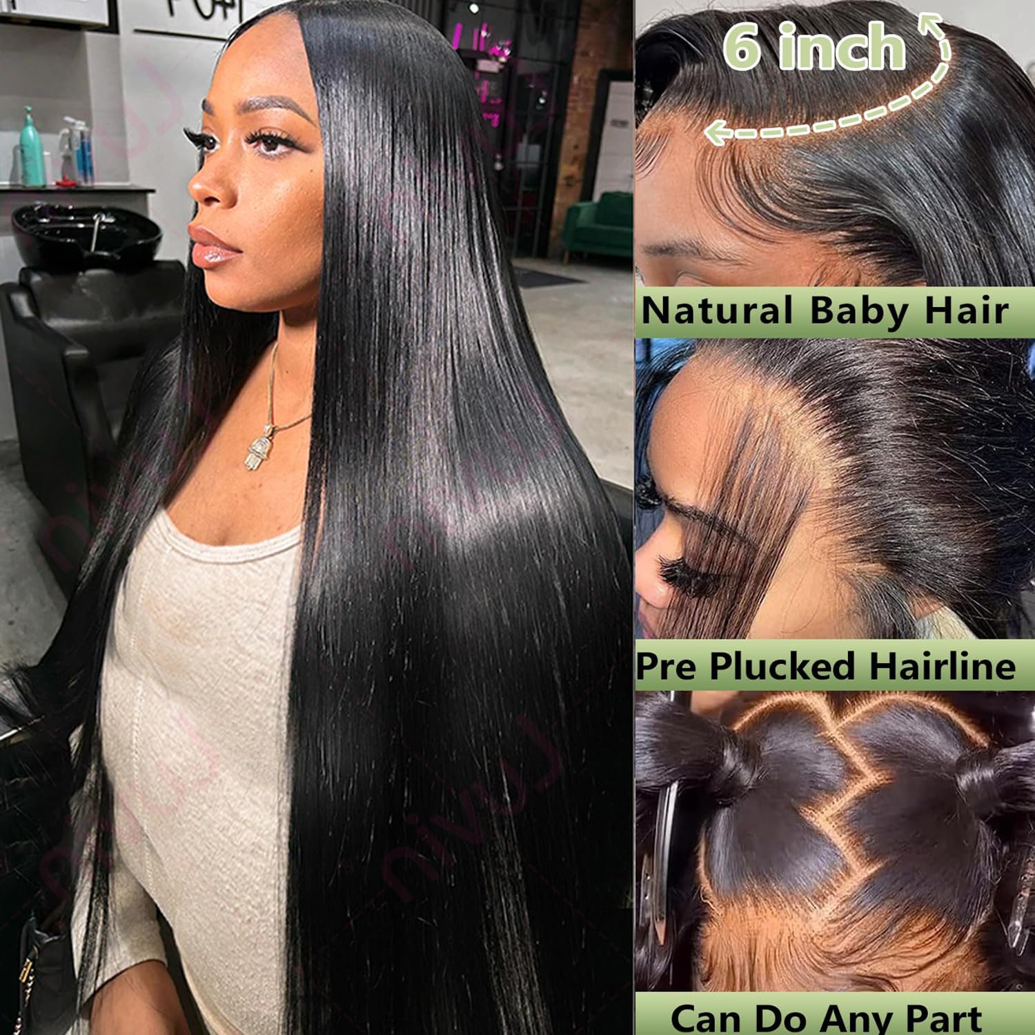 30 Inch 13x6 Lace Front Wigs Human Hair Pre Plucked Straight HD Lace Front Wigs Human Hair 180 Density 13x6 Frontal Wigs with Baby Hair Straight Glueless Wigs Human Hair for Women - Image 2