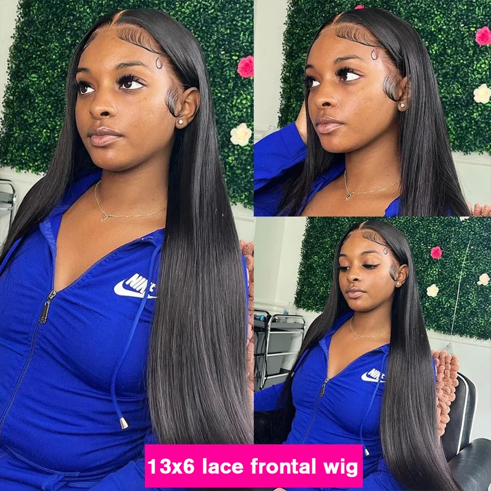 30 Inch 13x6 Lace Front Wigs Human Hair Pre Plucked Straight HD Lace Front Wigs Human Hair 180 Density 13x6 Frontal Wigs with Baby Hair Straight Glueless Wigs Human Hair for Women - Image 8
