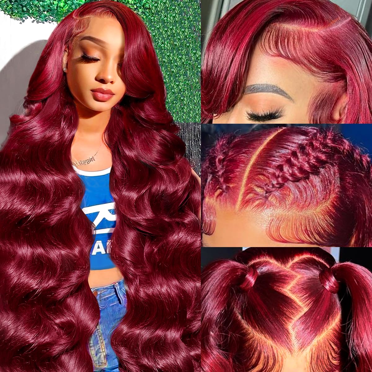 30 Inch 99J Burgundy Wig Human Hair 13x6 Lace Front Wigs Human Hair Body Wave 12A HD Transparent Lace Front Wigs Human Hair Pre Plucked Red Wine Glueless Frontal Wigs Human Hair for Women