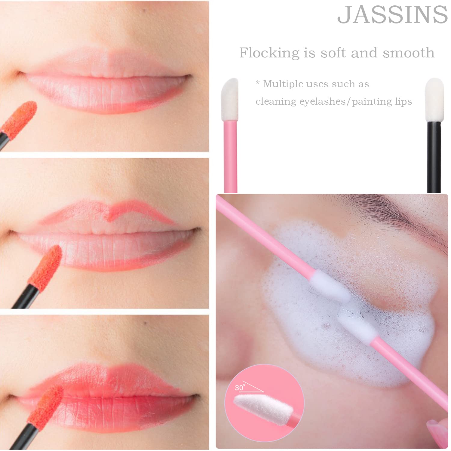 300pcs Disposable Makeup Tool Kit,Brow brush/Mascara brush/Lip Applicators/Eyeshadow applicators/Eye liner brush,JASSINS Makeup Disposable Accessories With Organizer Box - Image 7