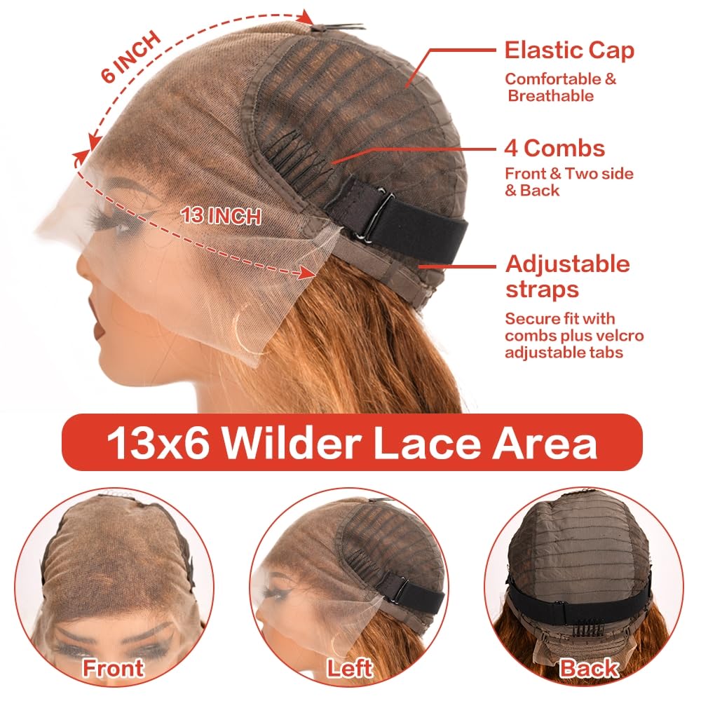 30inch Highlight Ombre Lace Front Wig Human Hair 13x6 HD Honey Blonde 4/27 Deep Wave Lace Front Wigs Human Hair 200 Density Glueless Wigs Human Hair Pre Plucked with Baby Hair - Image 5