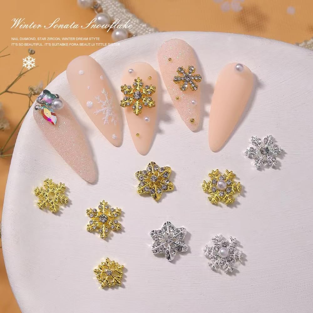 30PCS Christmas Snowflake Nail Charms, Silver Snowflake Nail Art Charms for Acrylic Nails, 3D Alloy Snowflake Charms for Women Manicure DIY Crystals Winter Christmas Nails S3 - Image 4