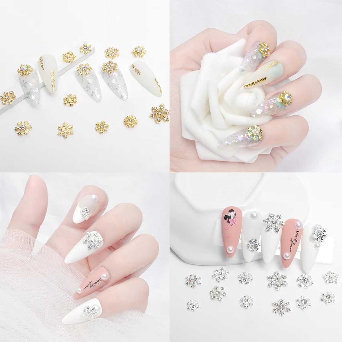 30PCS Christmas Snowflake Nail Charms, Silver Snowflake Nail Art Charms for Acrylic Nails, 3D Alloy Snowflake Charms for Women Manicure DIY Crystals Winter Christmas Nails S3 - Image 6