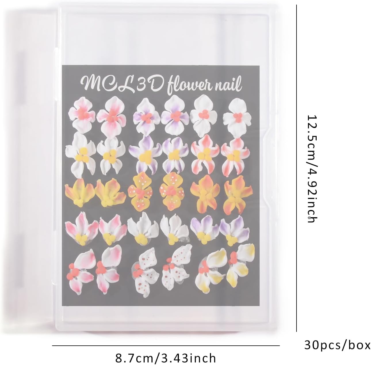 30PCS Handmade Summer Hawaiian Acrylic Flower Nail Art Charms Advanced Handcrafted Tropical Flowers Nail Charms Colorful Sculpted Floral Nails Decor for Women Profession Nail Art Craft Jewelry - Image 8