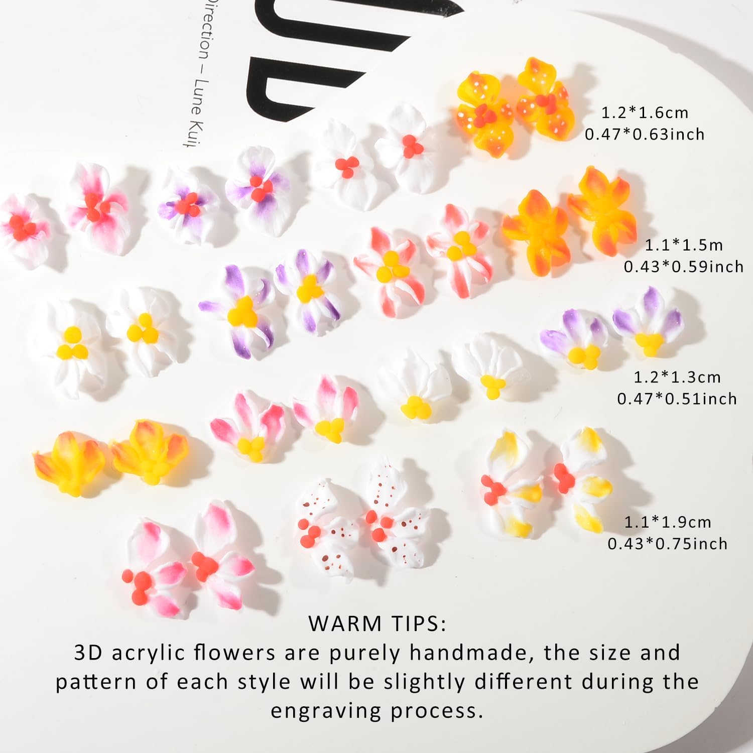 30PCS Handmade Summer Hawaiian Acrylic Flower Nail Art Charms Advanced Handcrafted Tropical Flowers Nail Charms Colorful Sculpted Floral Nails Decor for Women Profession Nail Art Craft Jewelry - Image 7