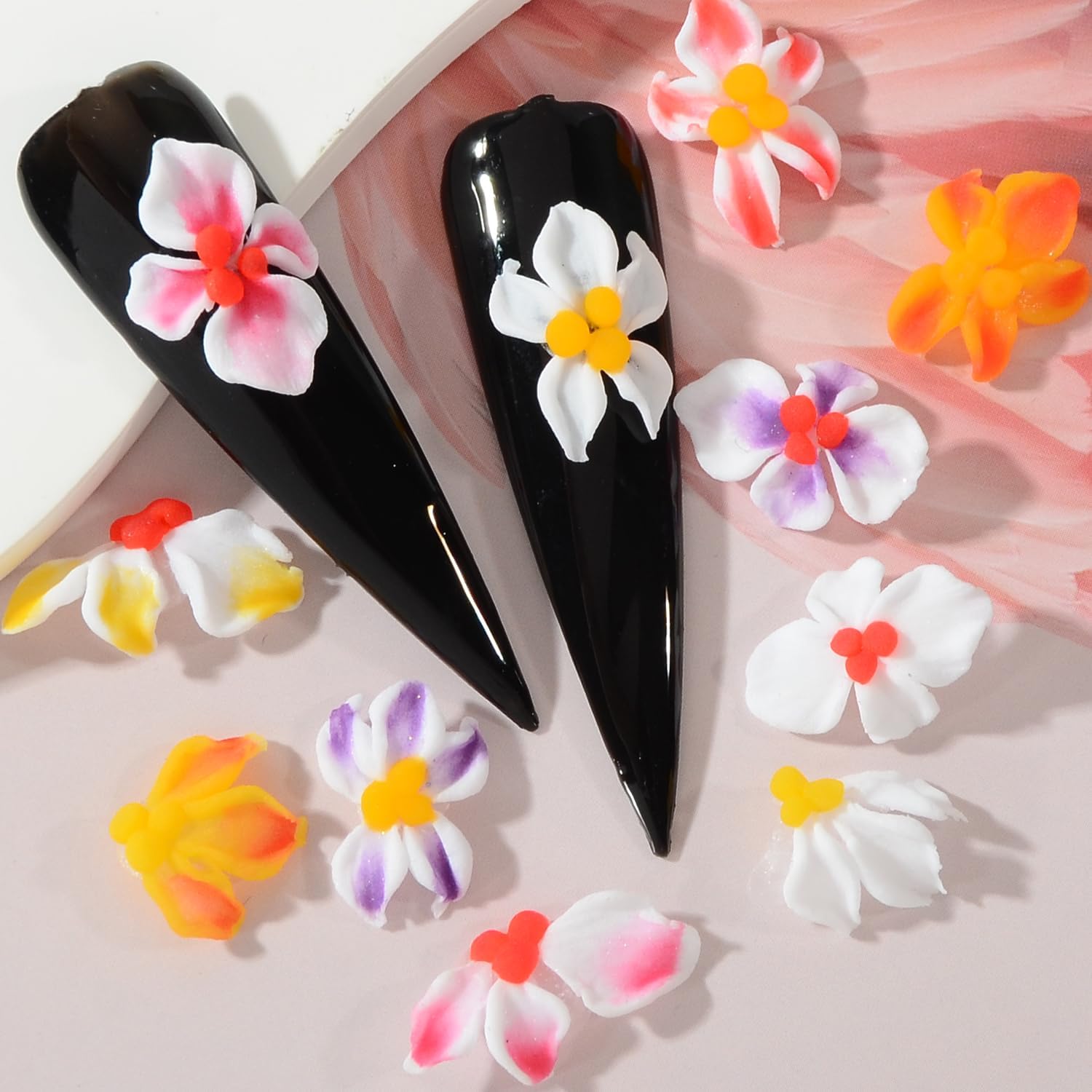 30PCS Handmade Summer Hawaiian Acrylic Flower Nail Art Charms Advanced Handcrafted Tropical Flowers Nail Charms Colorful Sculpted Floral Nails Decor for Women Profession Nail Art Craft Jewelry - Image 6