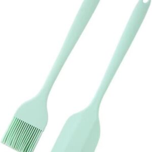Premium Silicone Basting Brush Set of Two Heat Resistant Long Handle Pastry Brush for Grilling, Baking, BBQ and Cooking, Solid Core and Hygienic Solid Coating (Green) (2, green)
