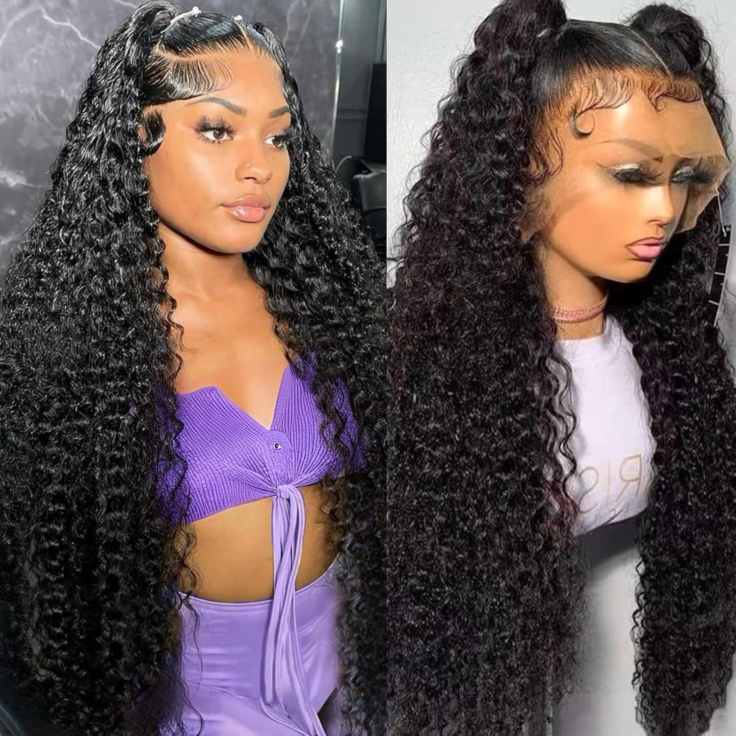 32 Inch Water Wave Lace Front Wigs Human Hair 13x6 Deep Part Curly Wig for Women 200 Density Water Wave Frontal Wigs Human Hair Pre Plucked