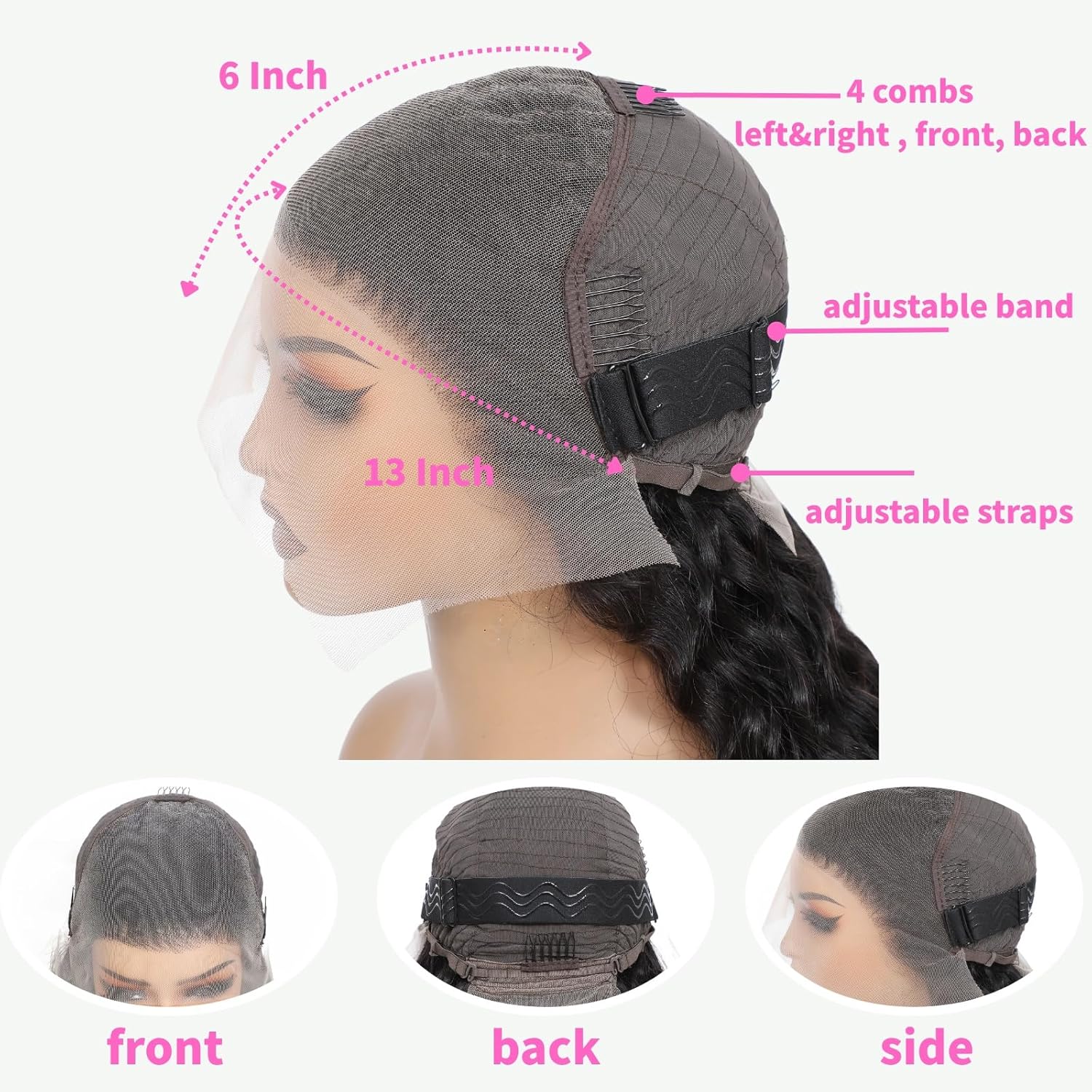32 Inch Water Wave Lace Front Wigs Human Hair 13x6 Deep Part Curly Wig for Women 200 Density Water Wave Frontal Wigs Human Hair Pre Plucked - Image 3