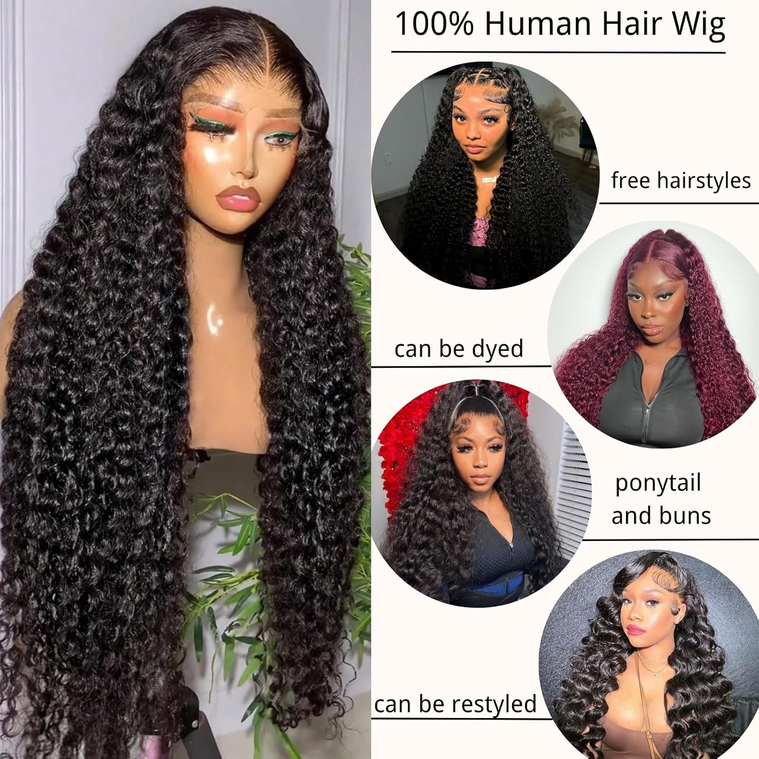 32 Inch Water Wave Lace Front Wigs Human Hair 13x6 Deep Part Curly Wig for Women 200 Density Water Wave Frontal Wigs Human Hair Pre Plucked - Image 5