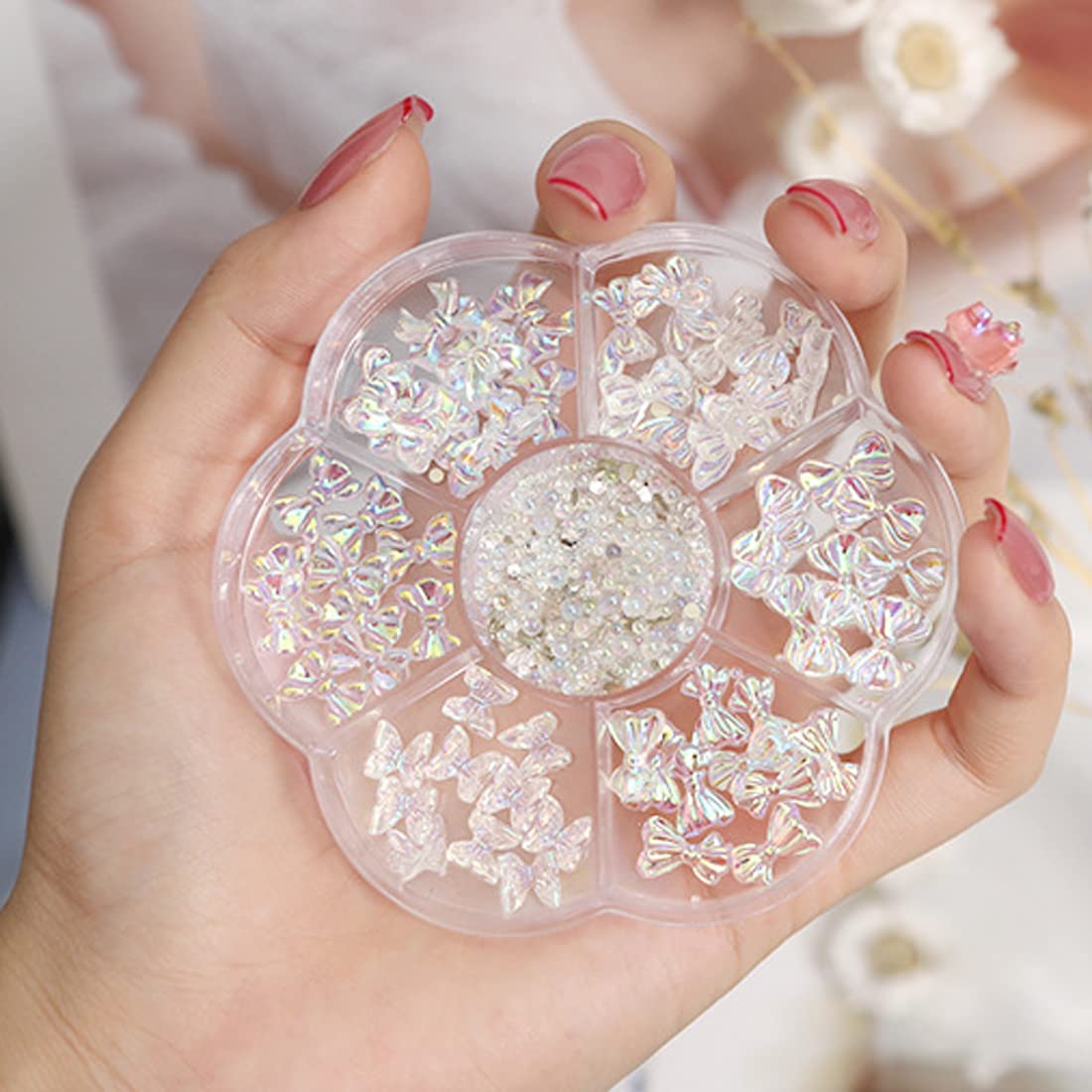 3D Shiny Art Butterfly Nail Charms, Pearls Rhinestones Decorations Supplies, Nail Charms for Valentine's Day Nail Art DIY Jewelry Crafts Accessories - Image 6