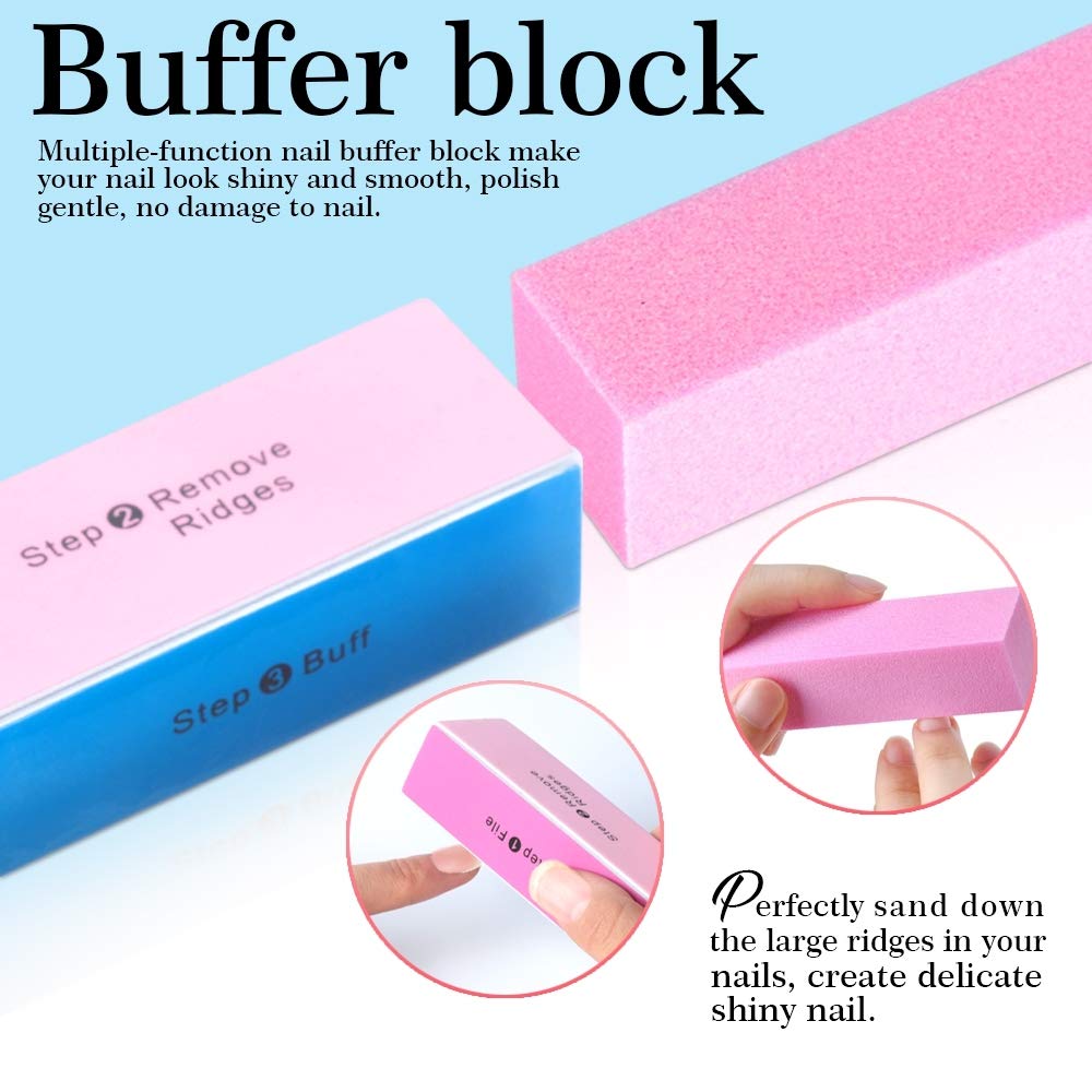3pcs Double Sided Rectangular Nail File and Buffer, Buffer Block Sponge Polished, Nail Brush, Come with Cuticle Nipper and Pusher, Perfect Manicure Tool Kit for Shiny Nail - Image 3