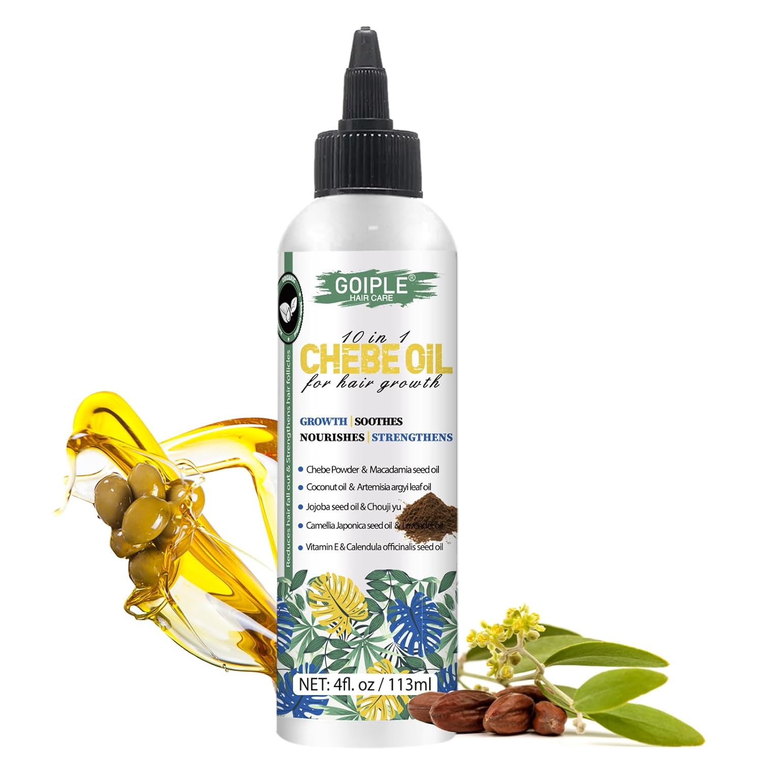 4 FL OZ Natural Chebe Hair Oil for Hair Growth, Moisturizer for Scalp, for All Hair Types