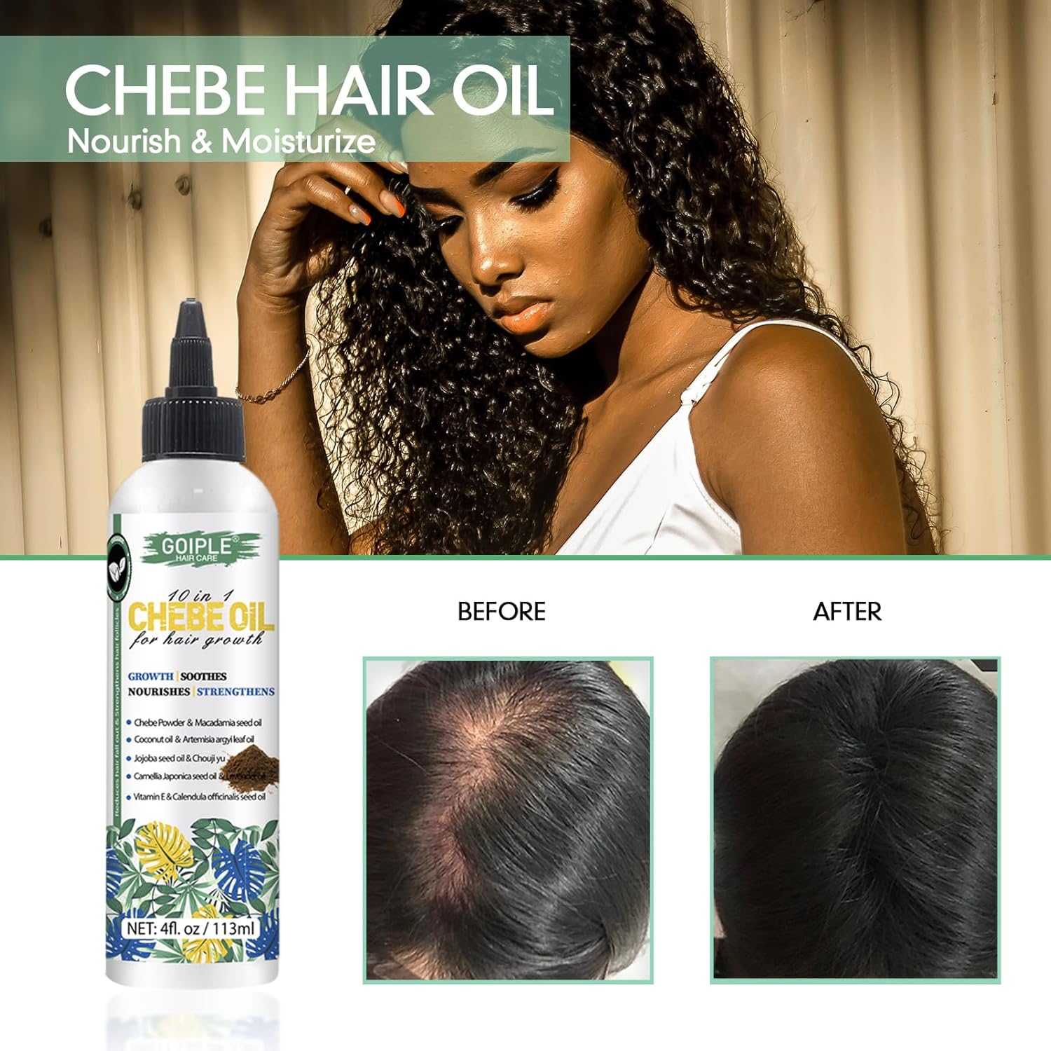 4 FL OZ Natural Chebe Hair Oil for Hair Growth, Moisturizer for Scalp, for All Hair Types - Image 6