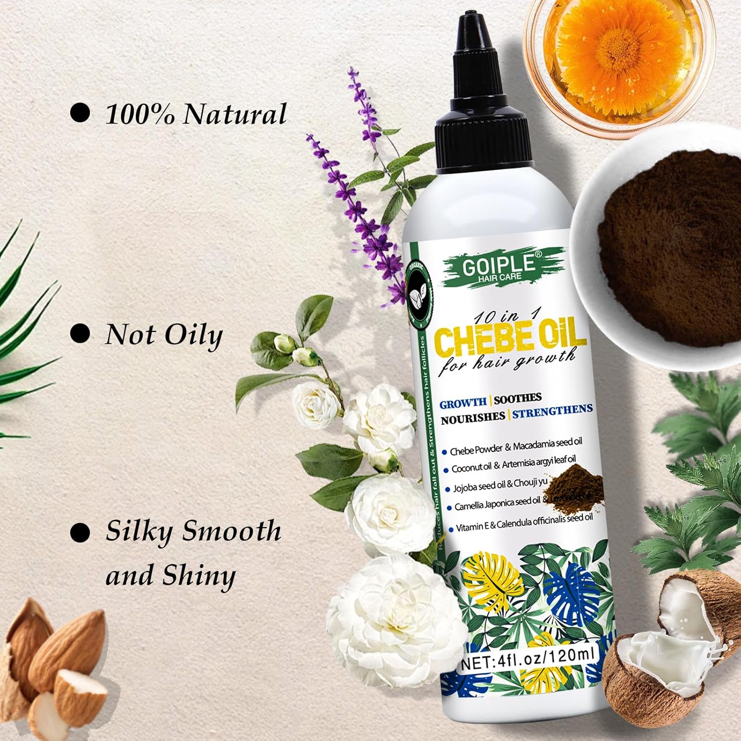 4 FL OZ Natural Chebe Hair Oil for Hair Growth, Moisturizer for Scalp, for All Hair Types - Image 3