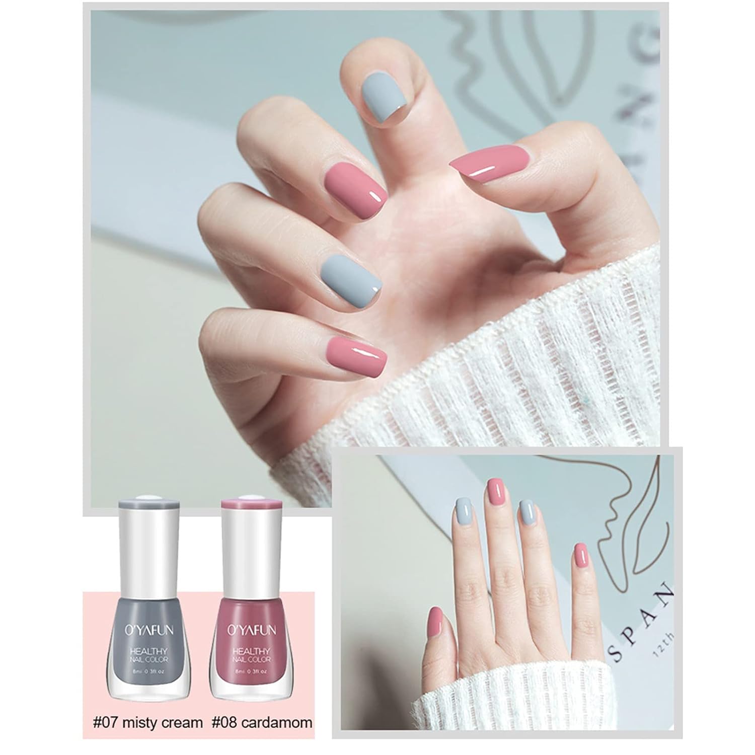 40 Colors Nail Polish Non-Toxic Easy Peel Off & Quick Dry Water Based Nail Polish Glossy DIY Nail Art Manicure at Home Salon 8ml - Image 3