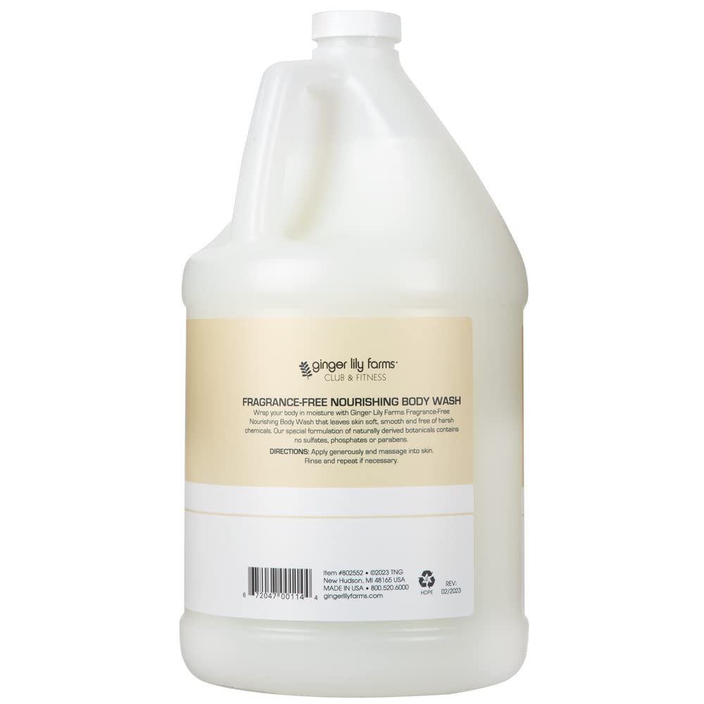 Ginger Lily Farms Club & Fitness Nourishing Body Wash, 100% Vegan & Cruelty-Free, Bath & Shower Gel for Men and Women, Fragrance Free, 1 Gallon (128 fl. oz.) Refill - Image 2