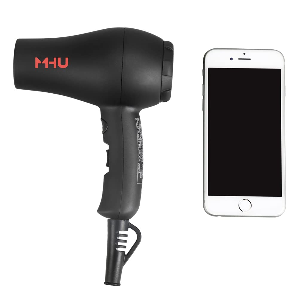 Mini Travel Hair Dryer 1000 Watts for RV & Pouring Art Lightweight Ceramic Ionic Blow Dryer Compact Size Plus Concentrator Black - Image 2