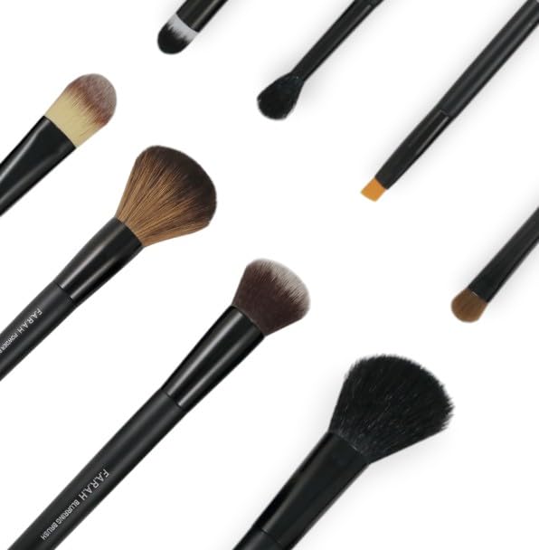 F.A.R.A.H® Elegant 8-Piece Face & Eye Makeup Brush Set – Vegan Bristles, Wooden Handles, Complete Brush Collection with Travel Pouch – Perfect for Blending, Contouring & Defining - Image 3