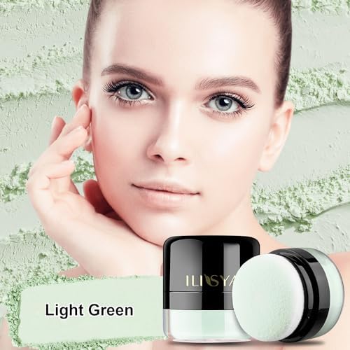 Setting Powder Lightweight Loose Powder Finishing Powder Long-Lasting Face Powder Waterproof with Soft Mushroom Powder Puff & Mirror, Translucent Finish,0.28 Oz (Light Green/Translucent) - Image 4