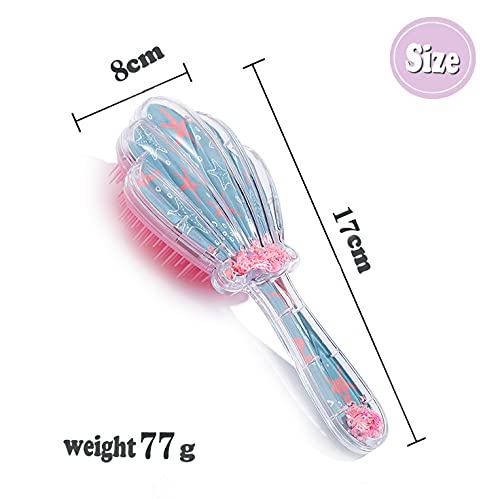 Mermaid Detangler Hair Brush, Detangling Hair Comb Christmas Shell Glitter Comb Hairbrush Massage Scalp No Pain Detangler for Dry & Wet Hair Kids Girls Woman (Pink) - Image 2