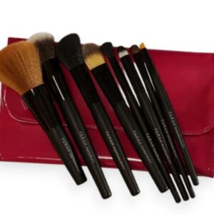 F.A.R.A.H® Elegant 8-Piece Face & Eye Makeup Brush Set – Vegan Bristles, Wooden Handles, Complete Brush Collection with Travel Pouch – Perfect for Blending, Contouring & Defining