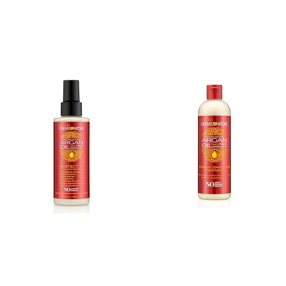 Creme of Nature Argan Oil Leave-In Treatment and Intensive Conditioning Treatment, 5.1 Fl Oz and 12 Fl Oz