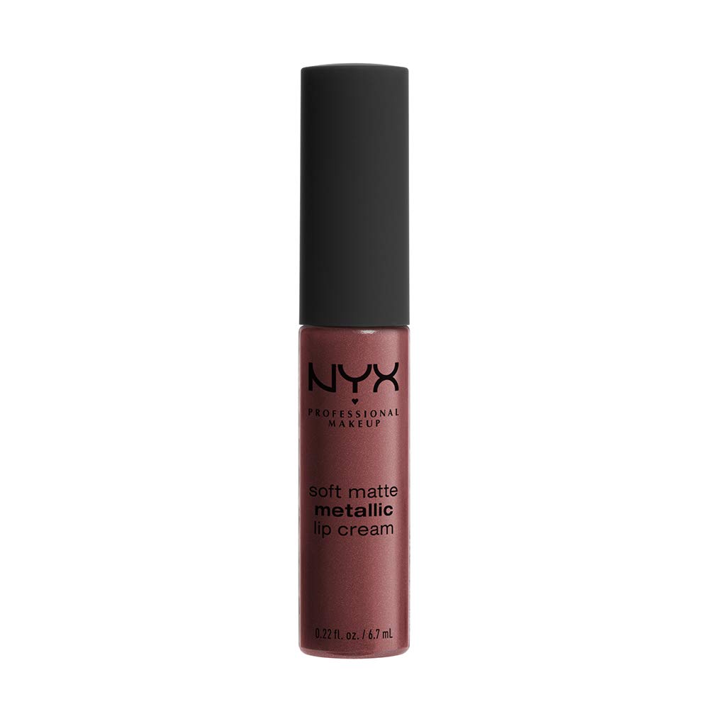 NYX PROFESSIONAL MAKEUP Soft Matte Metallic Lip Cream, Liquid Lipstick - Rome (Medium Nude With Red Undertone)