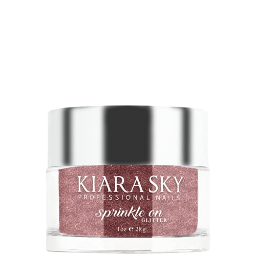 Kiara Sky 3D Glitter Nail Art | Sprinkle On Collection 1 oz | Mix with Acrylic, Gel Polish or dip Powder | Rose Gold Rush (Ultra-fine Rose Gold Shimmer)