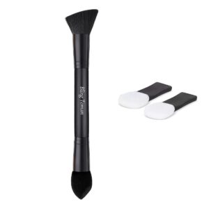 Dual Side Hairline Powder Brush Touch Up Hair Shadow Powder Brush with Sponge Tip for Seamless Blending Hair Concealer Brush, Hair Contour Brush (Black Brush)